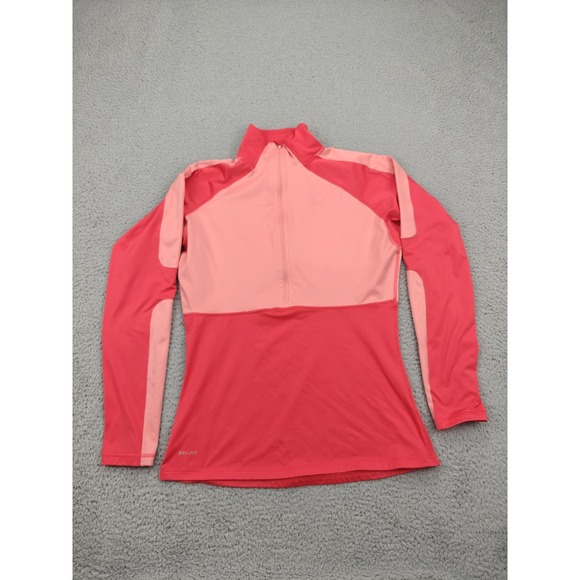 Nike Pro Pullover Womens Large Pink Half Zip Dri-FIT Running Training 485728-635 - Picture 1 of 14